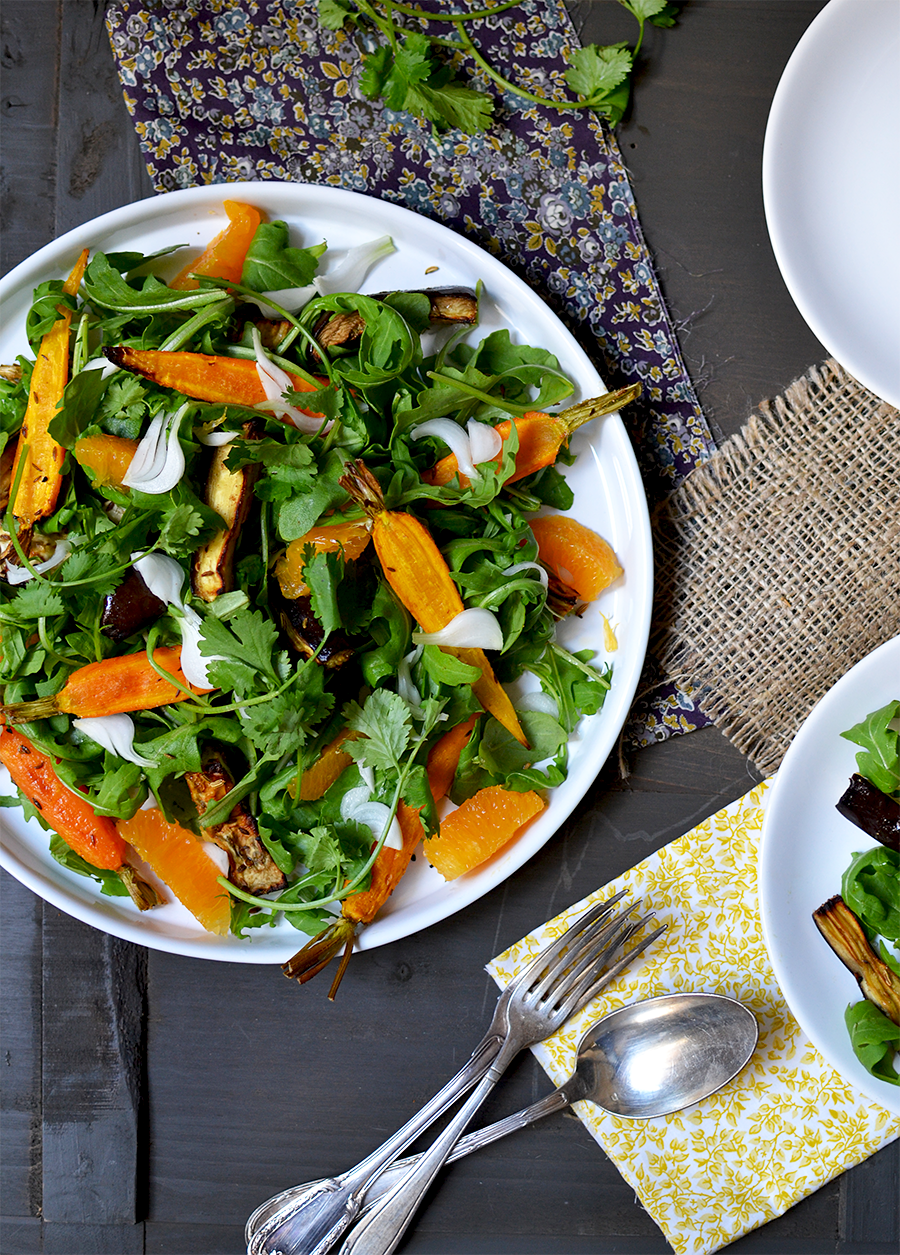 Salade de carottes et d’aubergines rôties ©TendanceFood.com